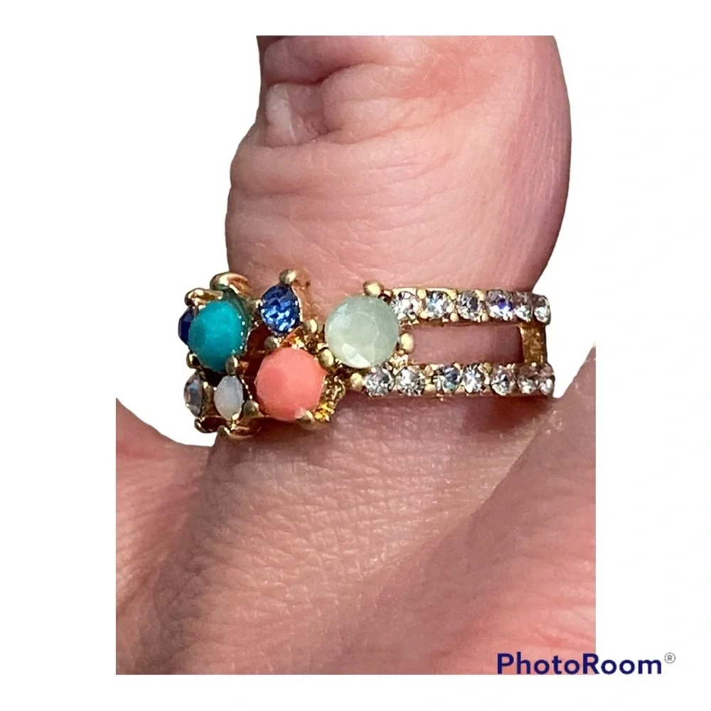 Multicolor stones and crystals ring - Picture 7 of 11